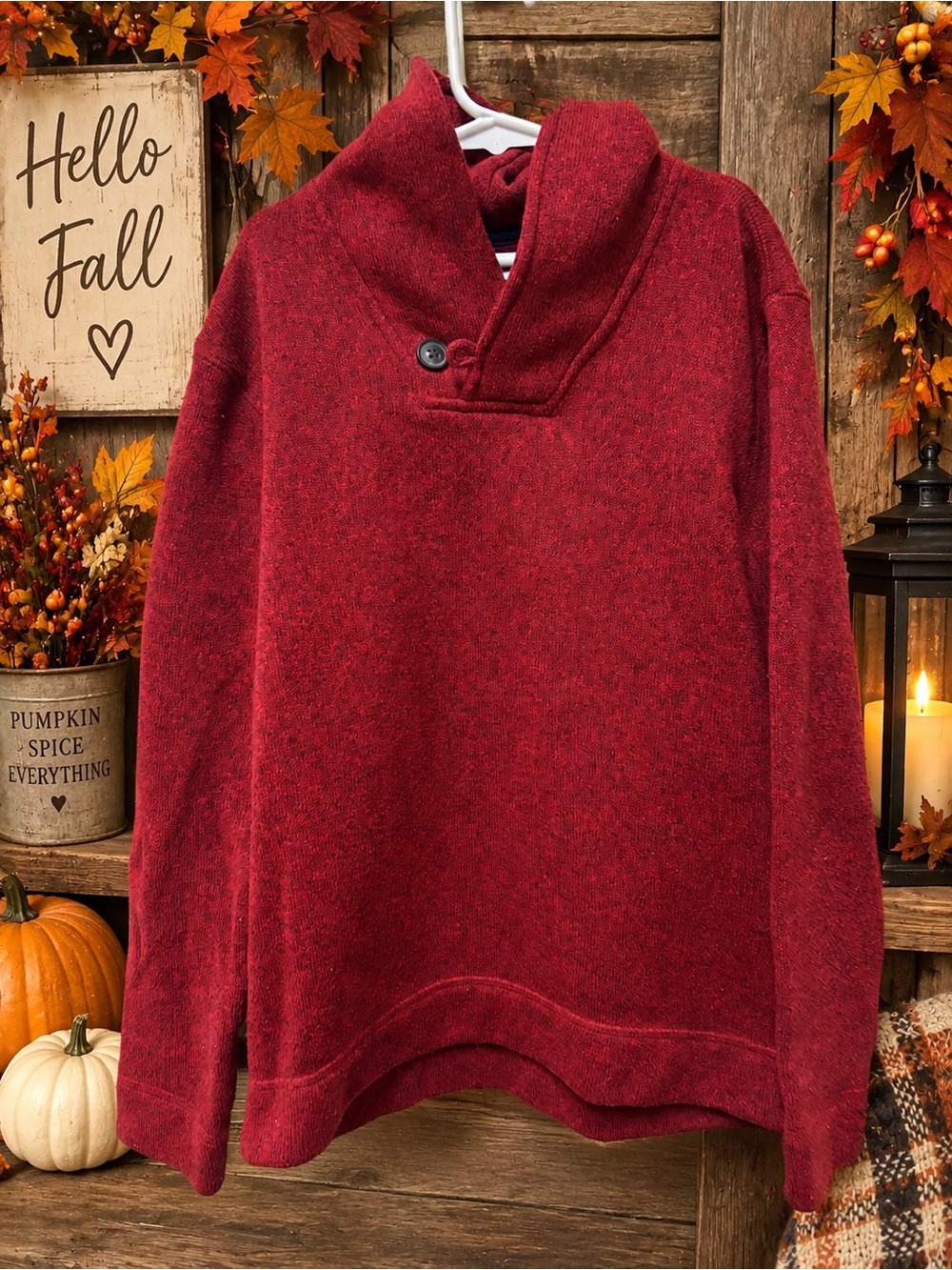 Kid’s Red Cowl-Neck Pullover Sweater Size L 10-12